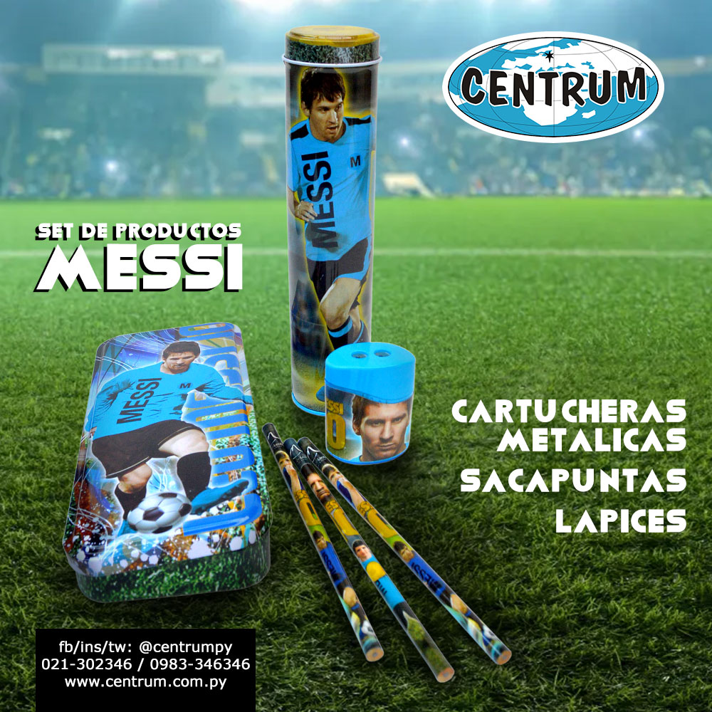 centrumpy's tweet photo. Hoy te traemos nuestro set completo MESSI para que tú año escolar apunte siempre a la Victoria!! ⚽💥
Alta calidad CENTRUM traída por GR&amp;D a Paraguay🇵🇾
Contacto mayoristas: 0983 346346
#escolares #cartuchera #lapices #sacapuntas #messi https://t.co/OFobhvzMMb