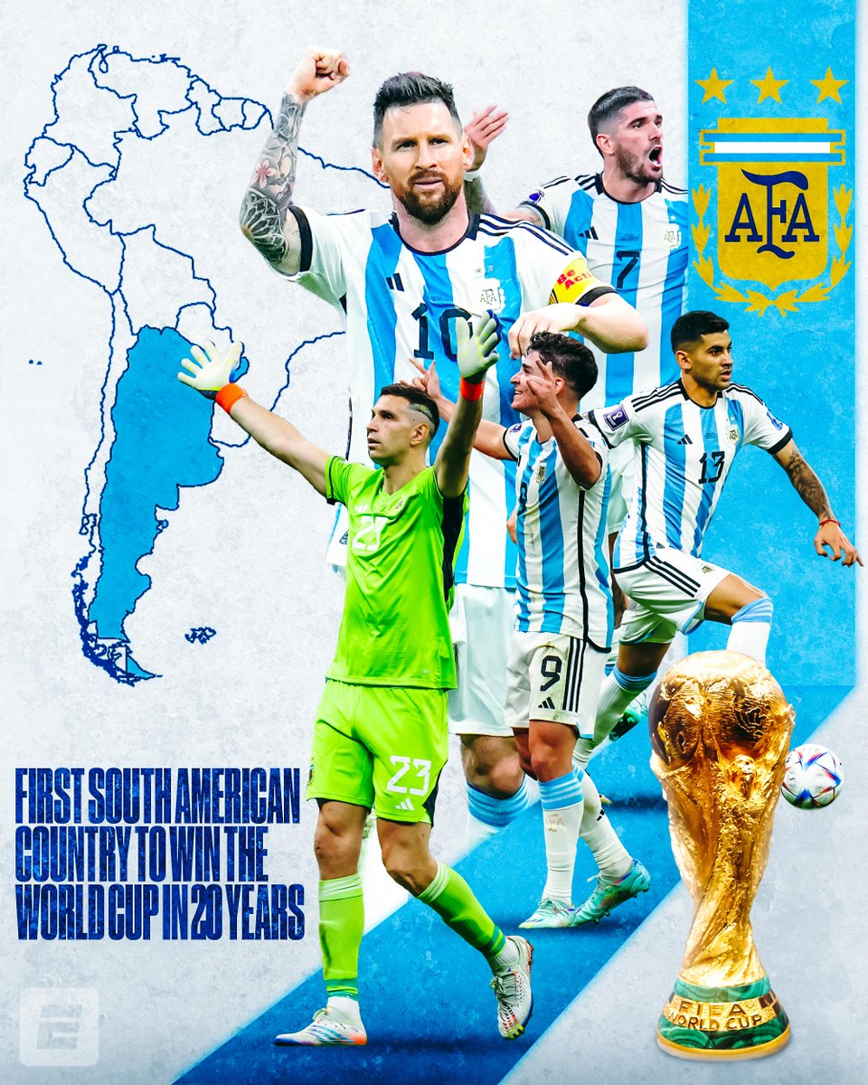 Argentina are the first South American country to win the World Cup in 20 years 🇦🇷👏