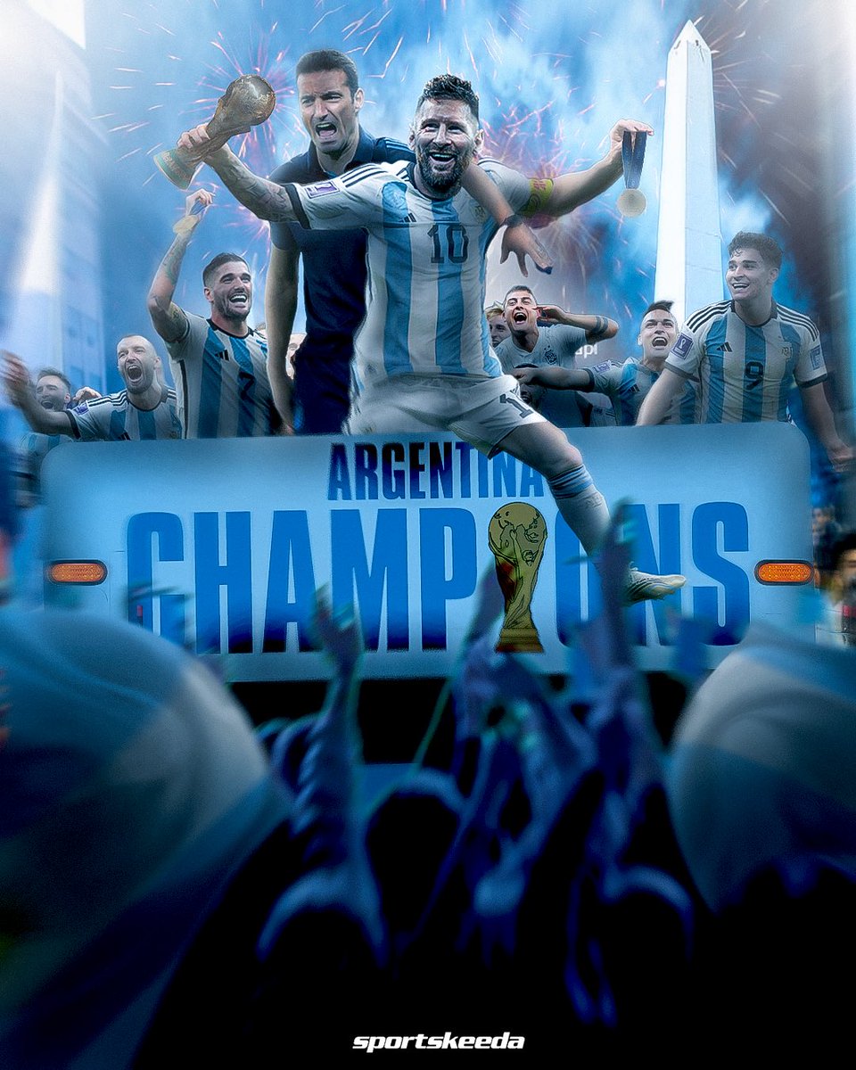 skworldfootball's tweet photo. The long wait is over ⌛️

Lionel Messi and Argentina have FINALLY won it! 🏆🇦🇷💙

#FIFAWorldCup #Qatar2022 #ARG https://t.co/TX26EzpfGP