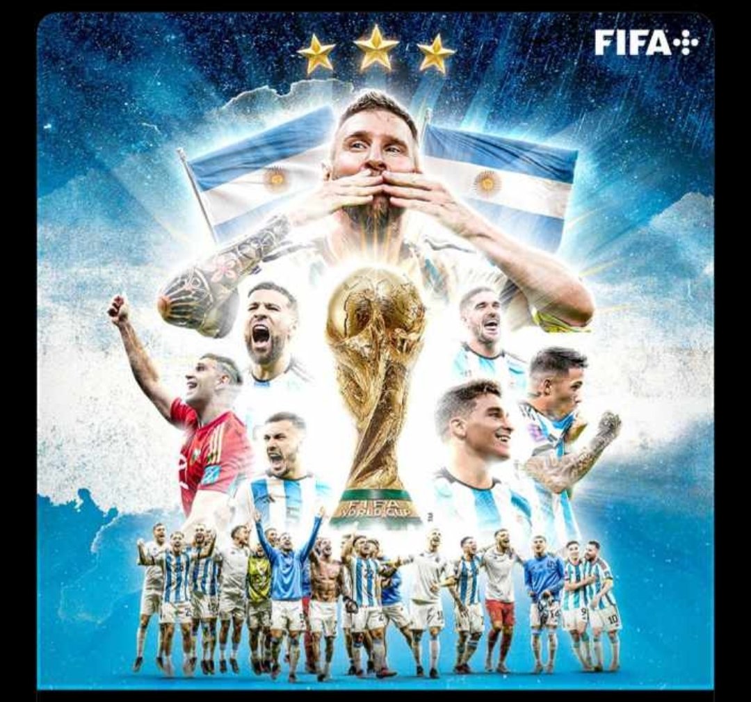 ModhwadiaRana's tweet photo. #FIFAWorldCup #Argentina  #LionelMessi  THE WORLD CHAMPION https://t.co/kEyQSK6gzz