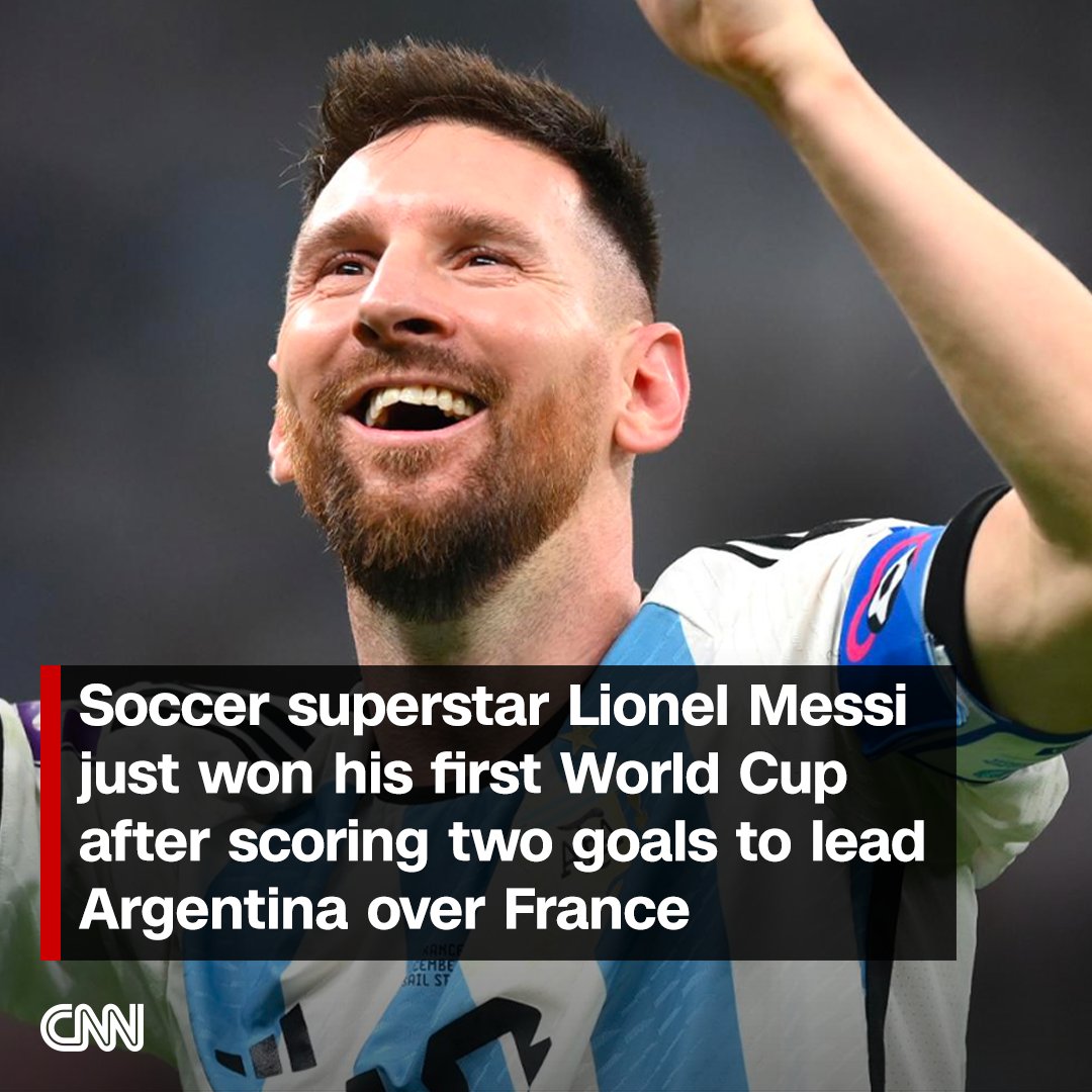 CNN on Twitter "BREAKING Soccer superstar Lionel Messi just won his firstever World Cup after