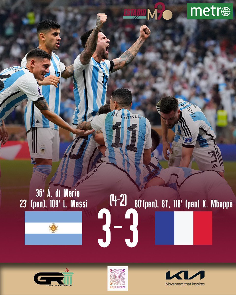 🟡 - ¡#Argentina es campeón del mundo! 🇦🇷🤯

➡️La albiceleste se corona por tercera vez en su historia en #Qatar2023 tras vencer a #Francia 🇫🇷 

¡Argentina consiguió su tercera estrella ⭐️! 

Historia pura. 

#FIFAWorldCup | #Qatar2022