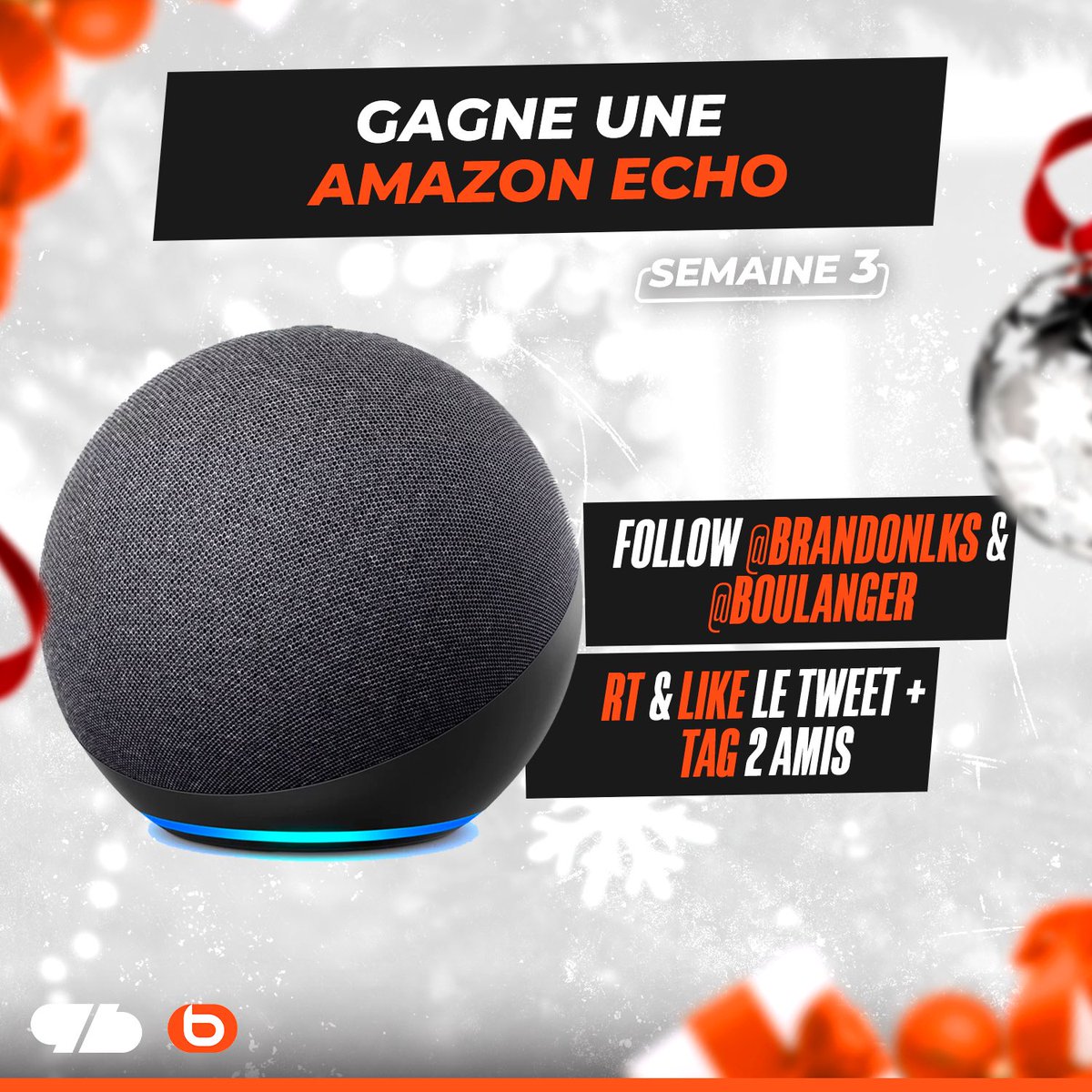 BrandonLKS's tweet photo. 🎁 JEU #CONCOURS 🎁 

Je l’avais gardé pour la victoire. Mais on n’a pas le droit d’être heureux…
 
1️⃣ RT + LIKE le tweet
2️⃣ TAG 2 AMIS 
3️⃣ FOLLOW  @BrandonLKS et @boulanger 

pour tenter de gagner un Amazon echo dot 4

TAS le 26 Décembre 2022 ! Bonne chance 🍀🤞 https://t.co/VSra5W8e72