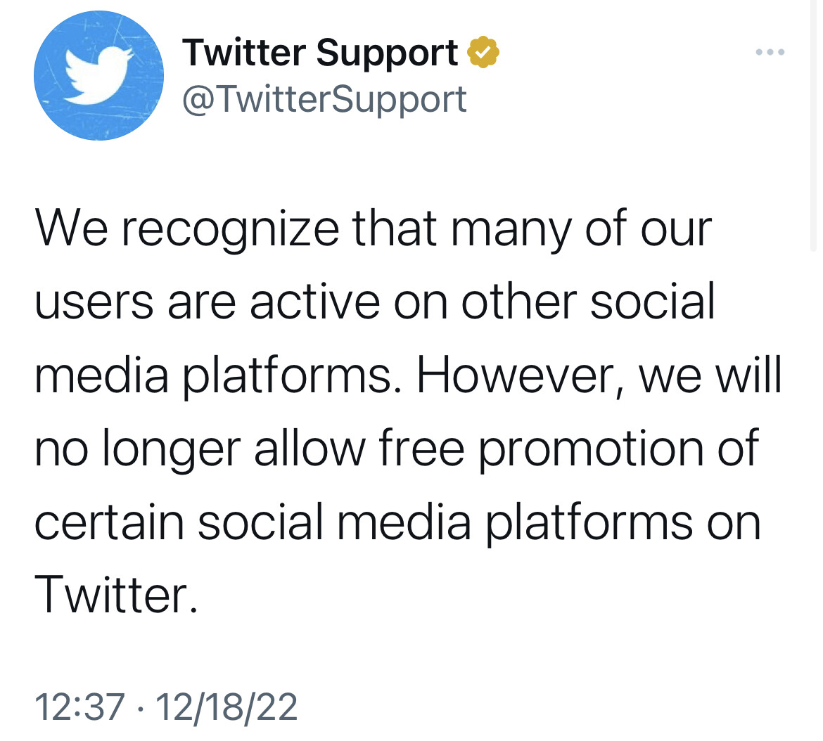 So, now it's illegal to post your forwarding information to any other social media platform. Elmo's shithole really has some strong "locking the belowdecks on the Titanic" vibes going for it, huh?

Folks, get out while you still can.
