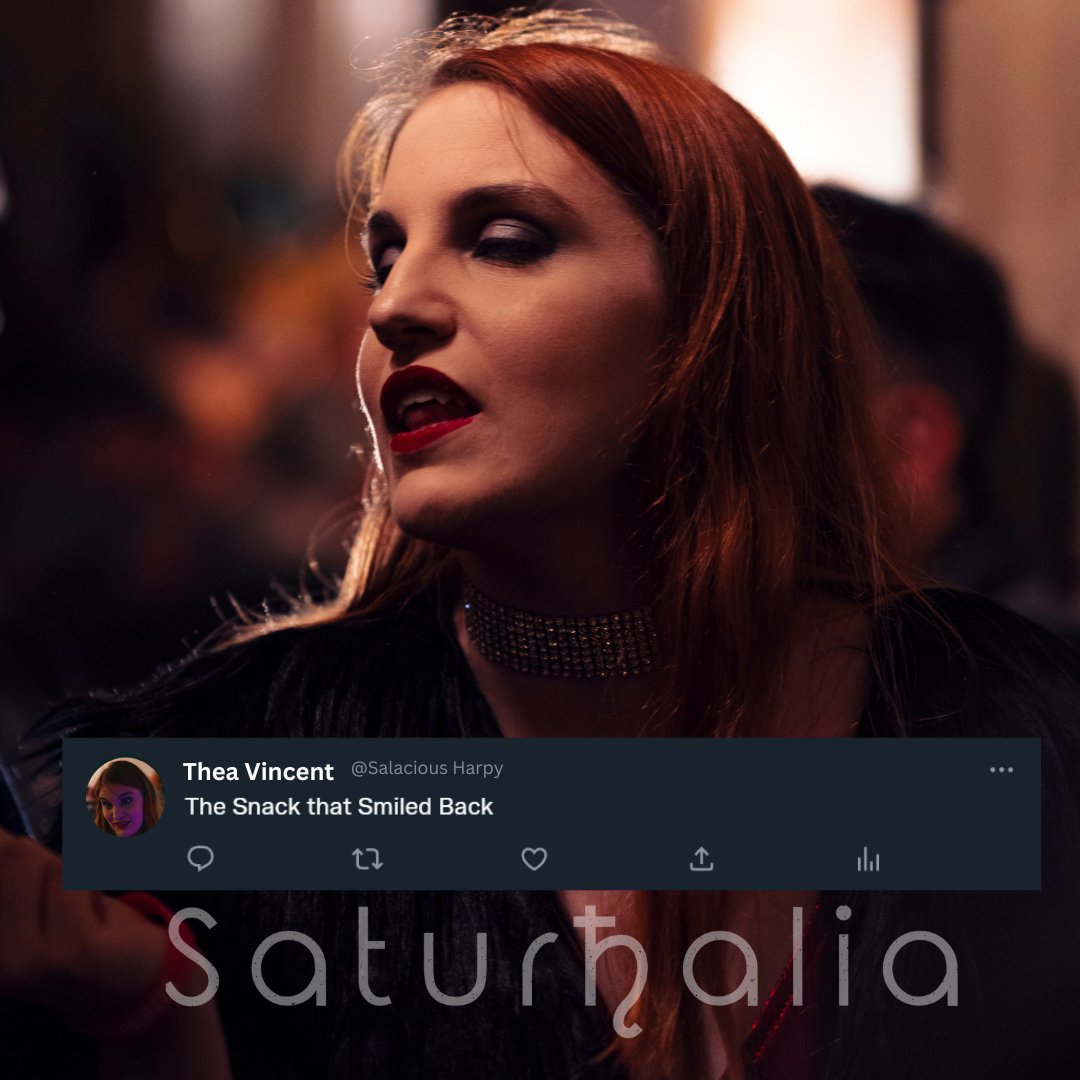 ByNightStudios's tweet photo. Saturnalia Meme! 

This Harpy, was actually a former Sabbatand was diablerized by FOUR kindred by the end of the night! 

She really was the snack that smiles back. 

💋

#Saturnalia #BNS #VtM #VtMlarp #larp https://t.co/ZijBKVPAxE