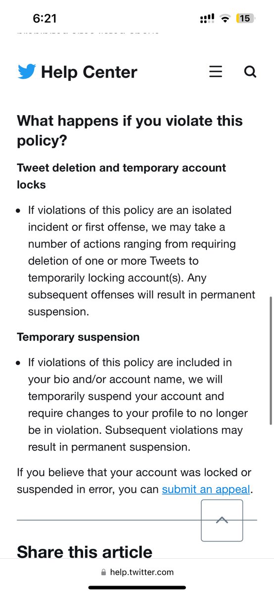 what a shitshow of a policy. even having social links in bio can cause an account suspension. 

help.twitter.com/en/rules-and-p…