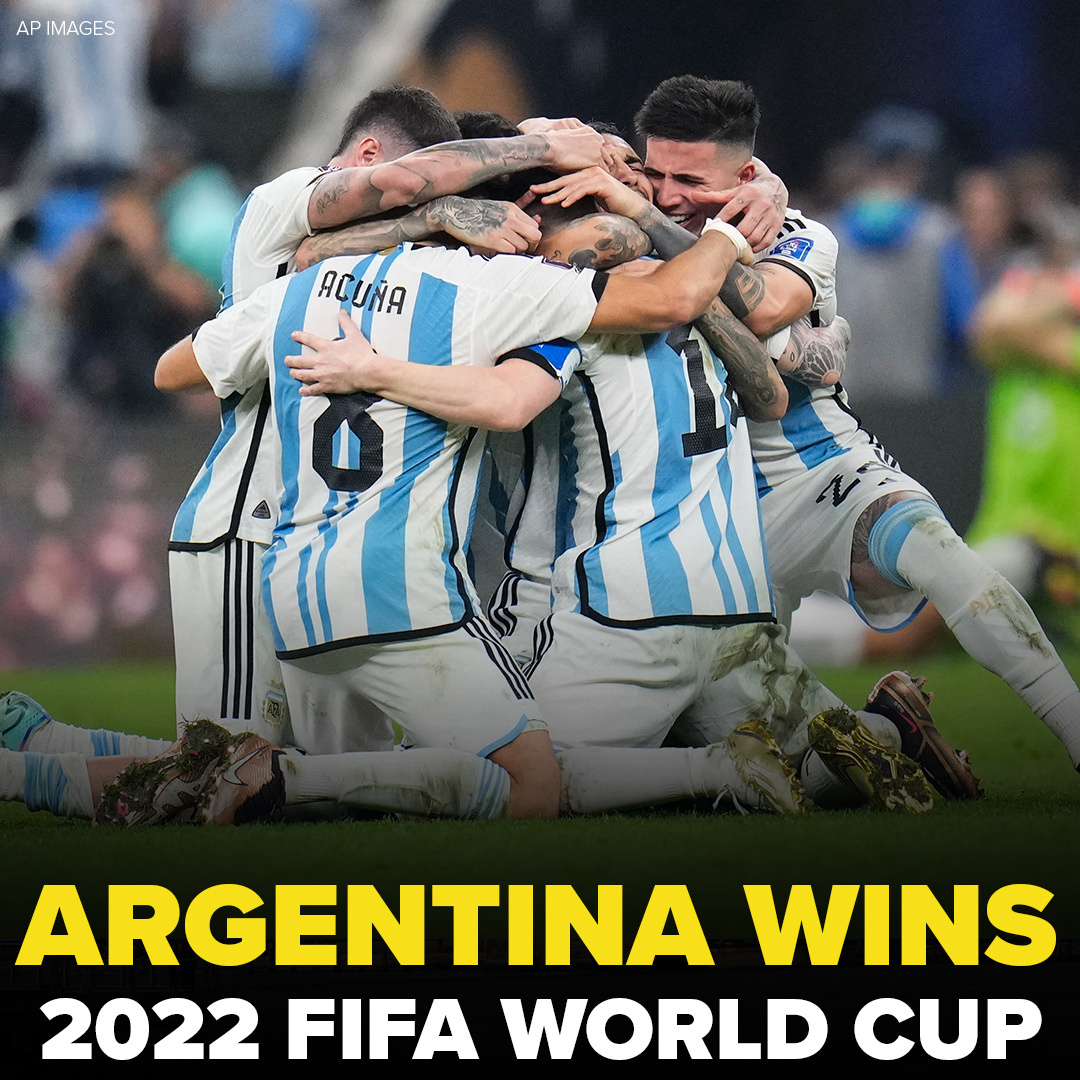 ABC7's tweet photo. Lionel Messi's once-in-a-generation career is complete. The Argentina superstar is finally a World Cup champion. #FIFAWorldCup https://t.co/UPOQg2MJK0 https://t.co/HqHXBlSCBu