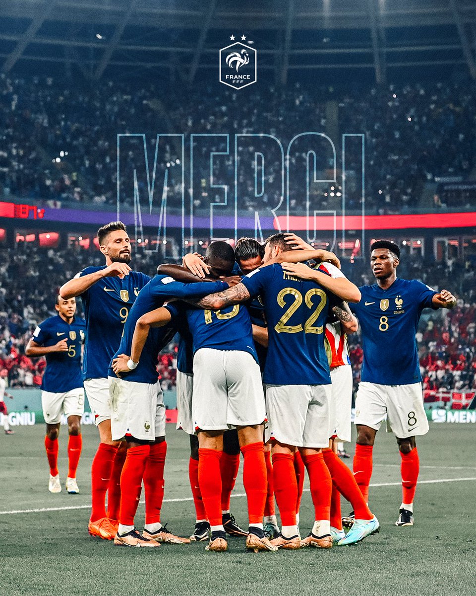FrenchTeam's tweet photo. We hoped to give you a different ending today...

𝗧𝗵𝗮𝗻𝗸𝘀 for all your 𝘀𝘂𝗽𝗽𝗼𝗿𝘁 since the start of the World Cup 🇫🇷💙

#FiersdetreBleus https://t.co/5qyRswLYwE