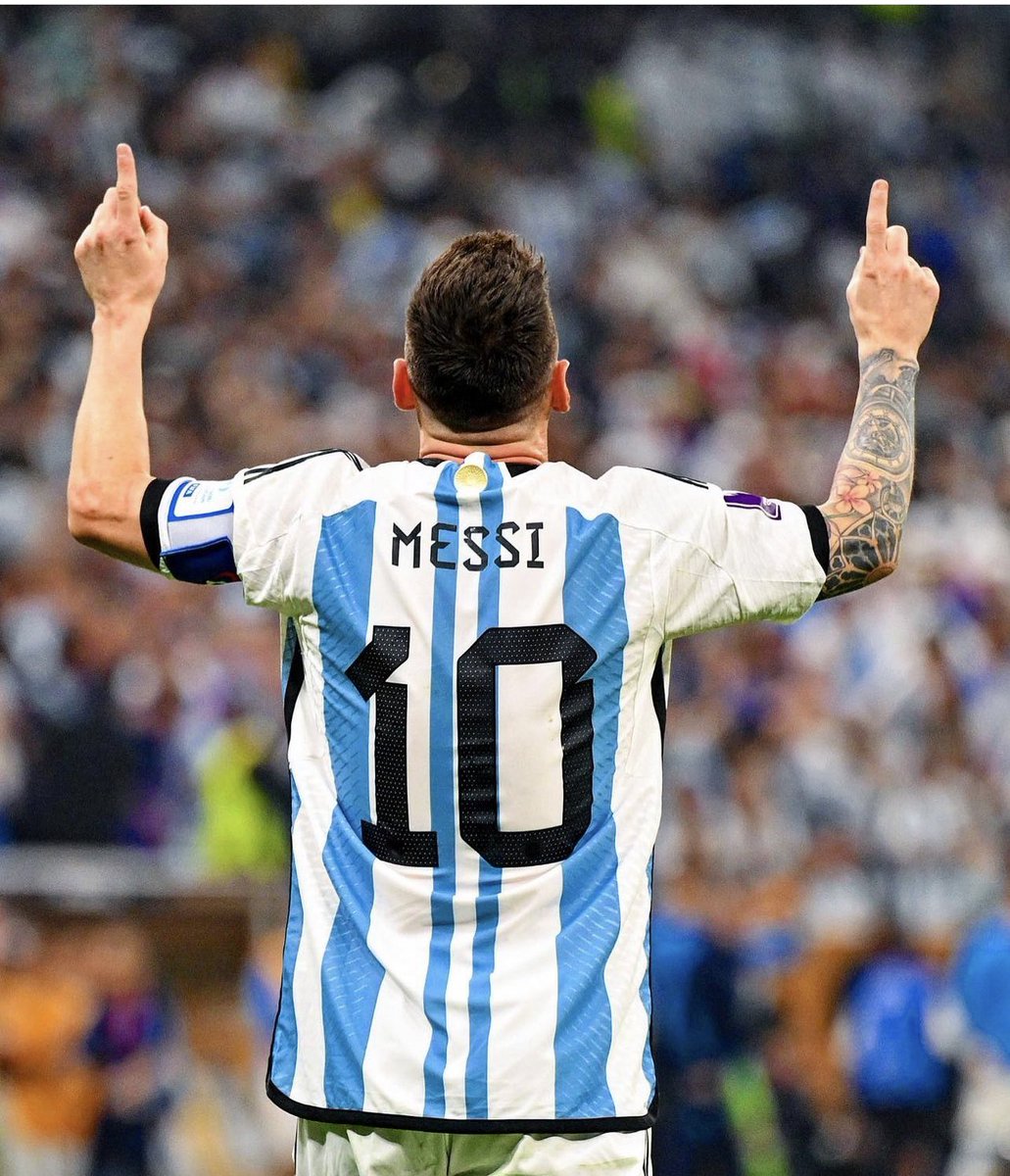 Demiflip's tweet photo. Messi, the World Cub Champion…… Every debate with Ronaldo has com to an end. #Worldcup #Worldcup2022 #Qatar  #ARGFRA https://t.co/BlsBBESRlk