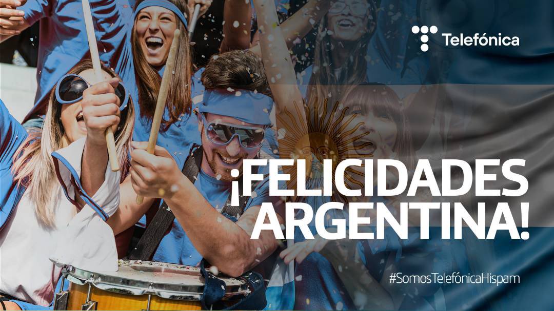 agomezpalacio's tweet photo. ¡Felicidades, Argentina!
Campeones del Mundo 👏🏻👏🏻👏🏻  Hispanoamérica celebra con toda una nación el máximo trofeo del fútbol ⚽
#SomosUnEquipo https://t.co/qFRXJf7Dvo
