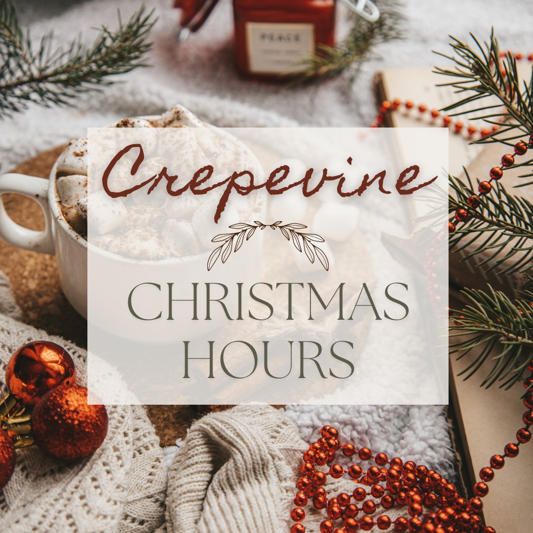 CrepevineTheBay's tweet photo. Hey, Bay! All #Crepevine locations will be OPEN from 8 AM - 3 PM on Christmas Eve, and all locations will be CLOSED on Christmas Day. 🎄 
We hope to serve you this week. https://t.co/0EslXYkC71