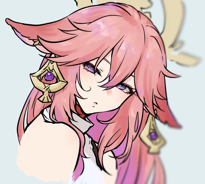支援者様リクエスト絵八重神子さん旅行帰りの久々絵 