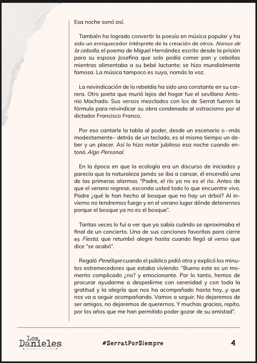 jsanchezcristo's tweet photo. #SerratPorSiempre puede ser el mejor homenaje a un poeta cantaor de poetas que nunca se irá. Los Danieles se fajaron un especial de antologia y de premio,recomiendo al Daniel de nombre Diego Carvajal texto inmune y sublime. https://t.co/P33xXq5VX5