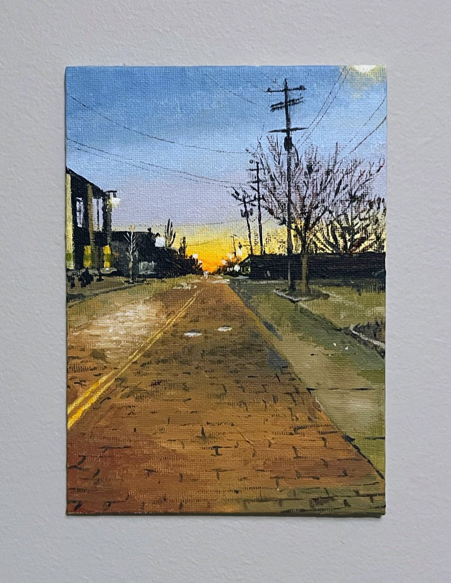 Made some non-generative art this weekend - painting of my morning commute. 🌇