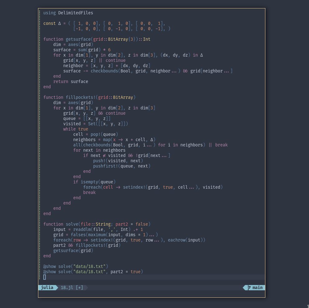 rawlexander's tweet image. AoC day 18: tame one after 16 and 17
#AdventOfCode #julialang