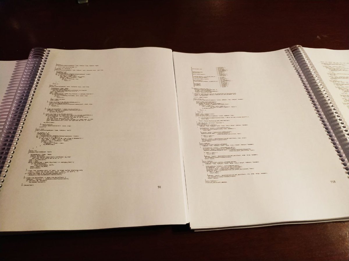 fsyscall's tweet image. Reading the CPython source as a hard copy, it's a great pleasure! / CPython kaynak kodunu basılı kopya olarak okumak büyük bir zevk! #CPython #Python