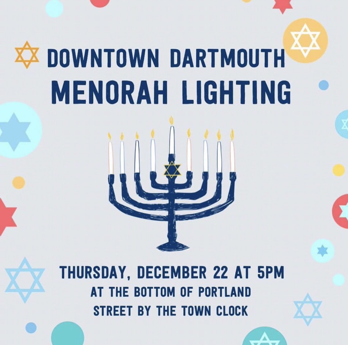 Ms_M_E_Murphy's tweet photo. Happy Hanukah to all celebrating! 🕎 This Thursday there will be a menorah lightning in Dartmouth! https://t.co/FNoTD0c2Mk