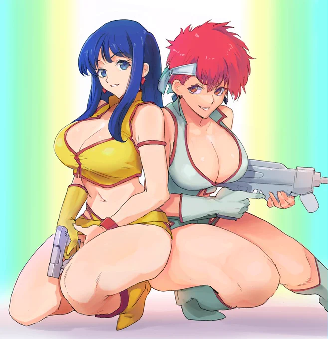 ひさびさにかいたユリ&ケイ #ダーティペア #DirtyPair #絵チャ   