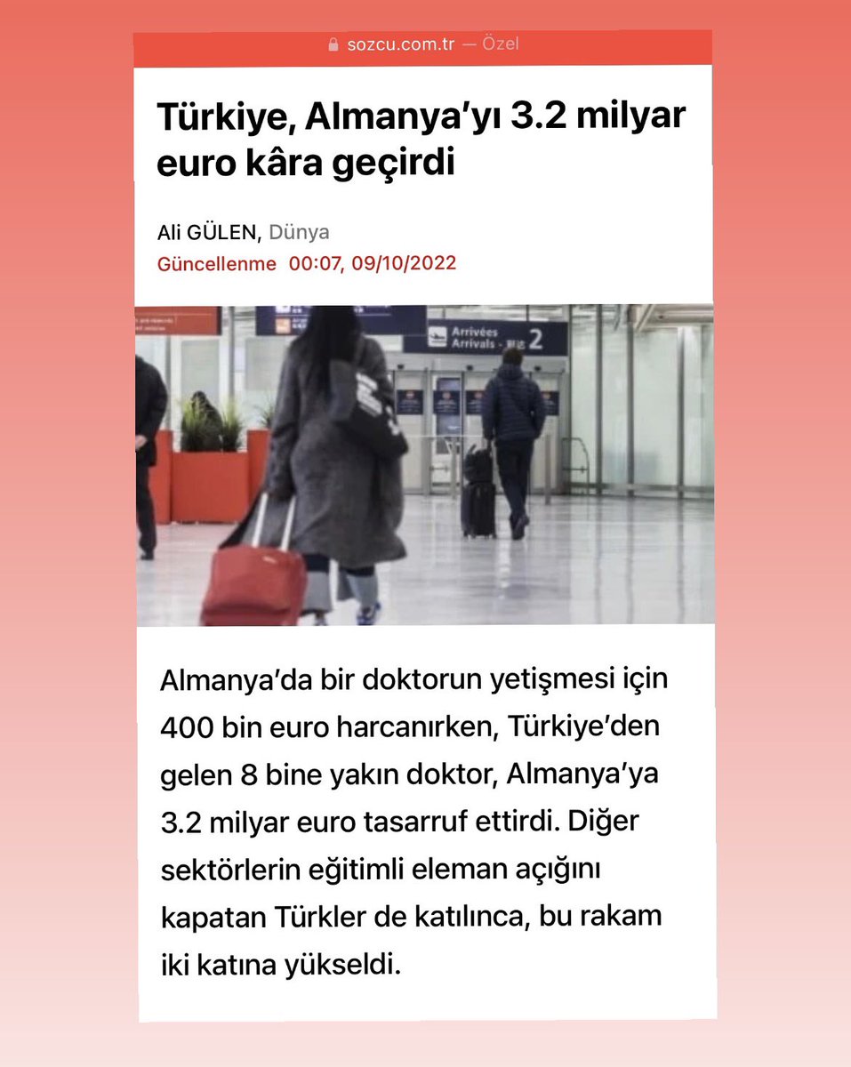 “Türkiye 8000 yetişmiş HEKİM kaybetti, Almanya 3.2 milyar € kâr etti.” Sözcü
 
Hekimler üzerindeki baskı artarsa ülkemiz kaybetmeye devam edecek

#HekimlerNeredeAmeliyatYapacak
#HekimeKotayaHayır
#6EkimYönetmeliğiGeriÇekilsin
<a href="/drfahrettinkoca/">Dr. Fahrettin Koca</a>