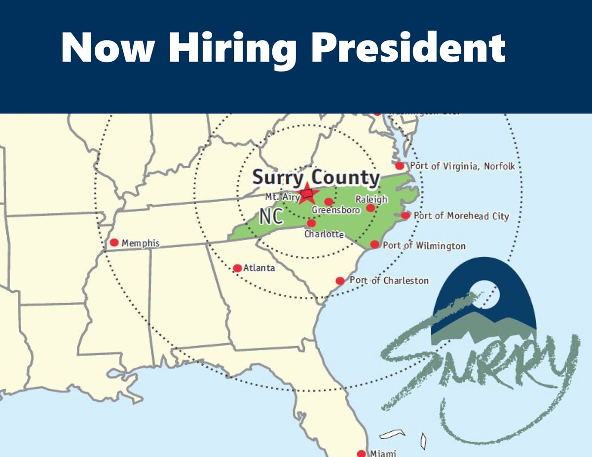 Now Hiring! Surry County EDP is currently searching for the next President.  For information about the job click the link creativeedc.com/wp-content/upl…
Submit resume and cover letter by December 31, 2022, 5:00PM to cmorphis@creativeedc.com. #hiring #nowhiring #jobs #economicdevlopment
