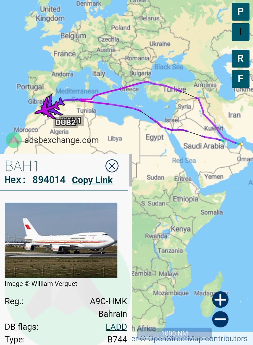Gerjon_'s tweet photo. The world's richest families (at least, financially spoken) are currently gathering in 🇲🇦Morocco, likely to go hunting:
🇦🇪A6-MMM #DUB2 (for the House of Maktoum?) and 🇧🇭A9C-HMK #BAH1 (for the House of Khalifa?), two Boeing 747-400 VIP aircraft, just crossed into 🇲🇦Morocco. https://t.co/E958jX5AgQ