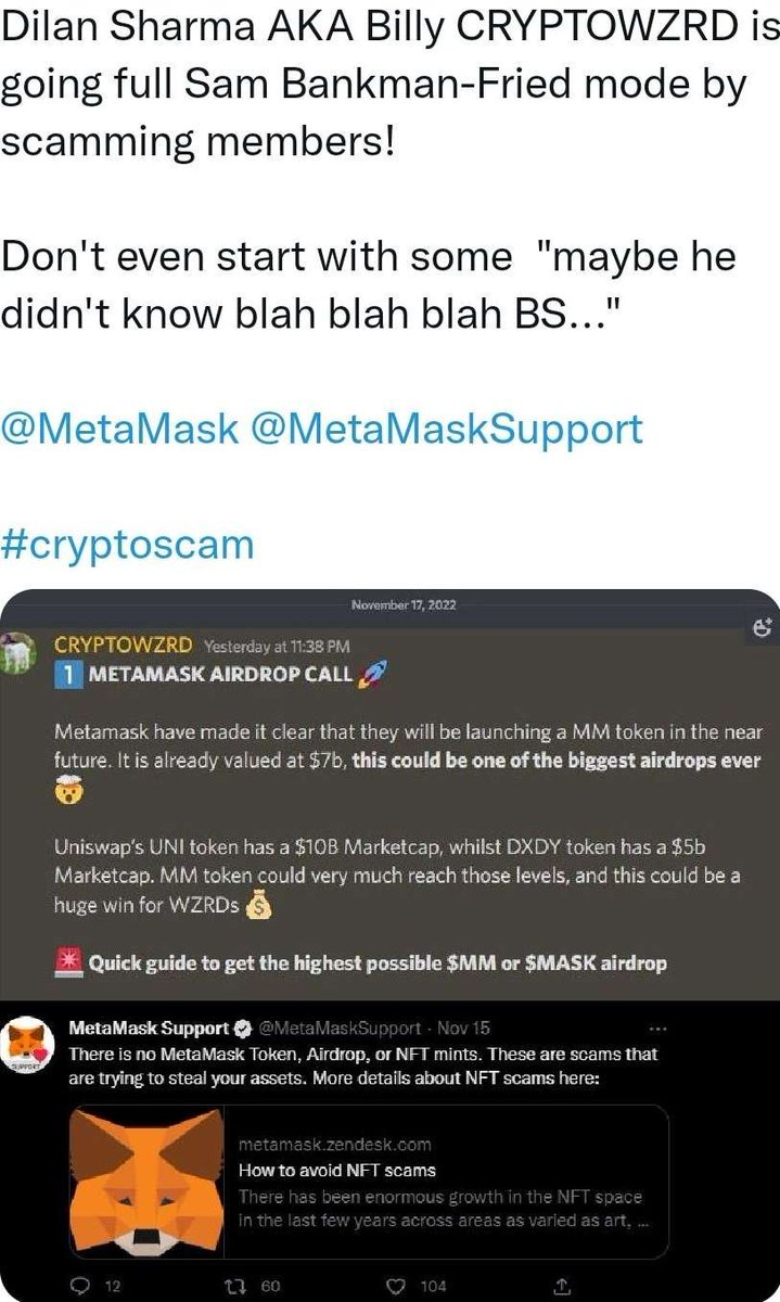 CryptoWZRD_SCAM's tweet photo. Ayo @CryptoWZRD_  tried to hack his own members @MetaMask wallets?!?! WTF!!! 

#cryptoscam #cryptoscammer #cryptocurrencies #CryptocurrencyMarket #Crypto #Cryptocurency #Crypto嫩妹会所 https://t.co/fXbMIc1Ke1