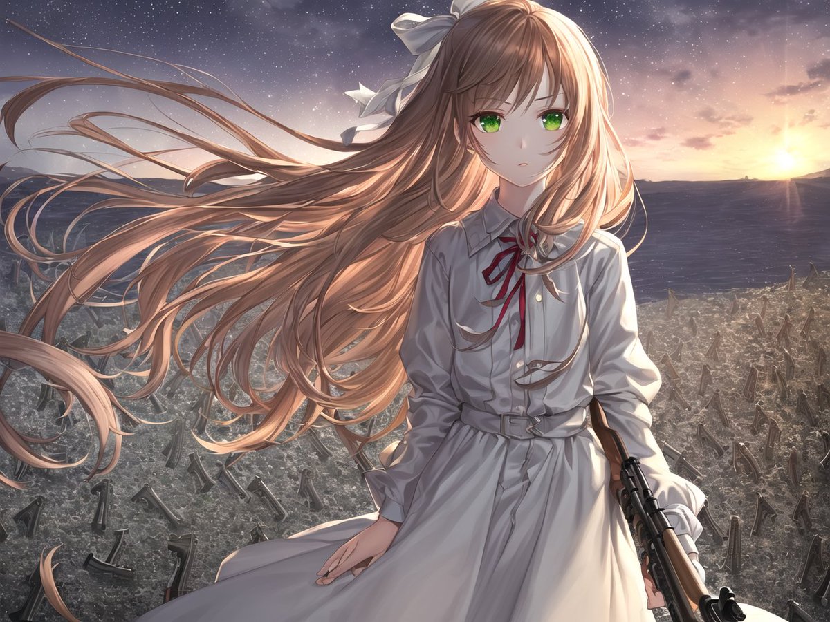 HashigoRh's tweet photo. Just time to rebel 
#DDLC 
#Monika 
#AIイラスト https://t.co/X4OqWT3lvB