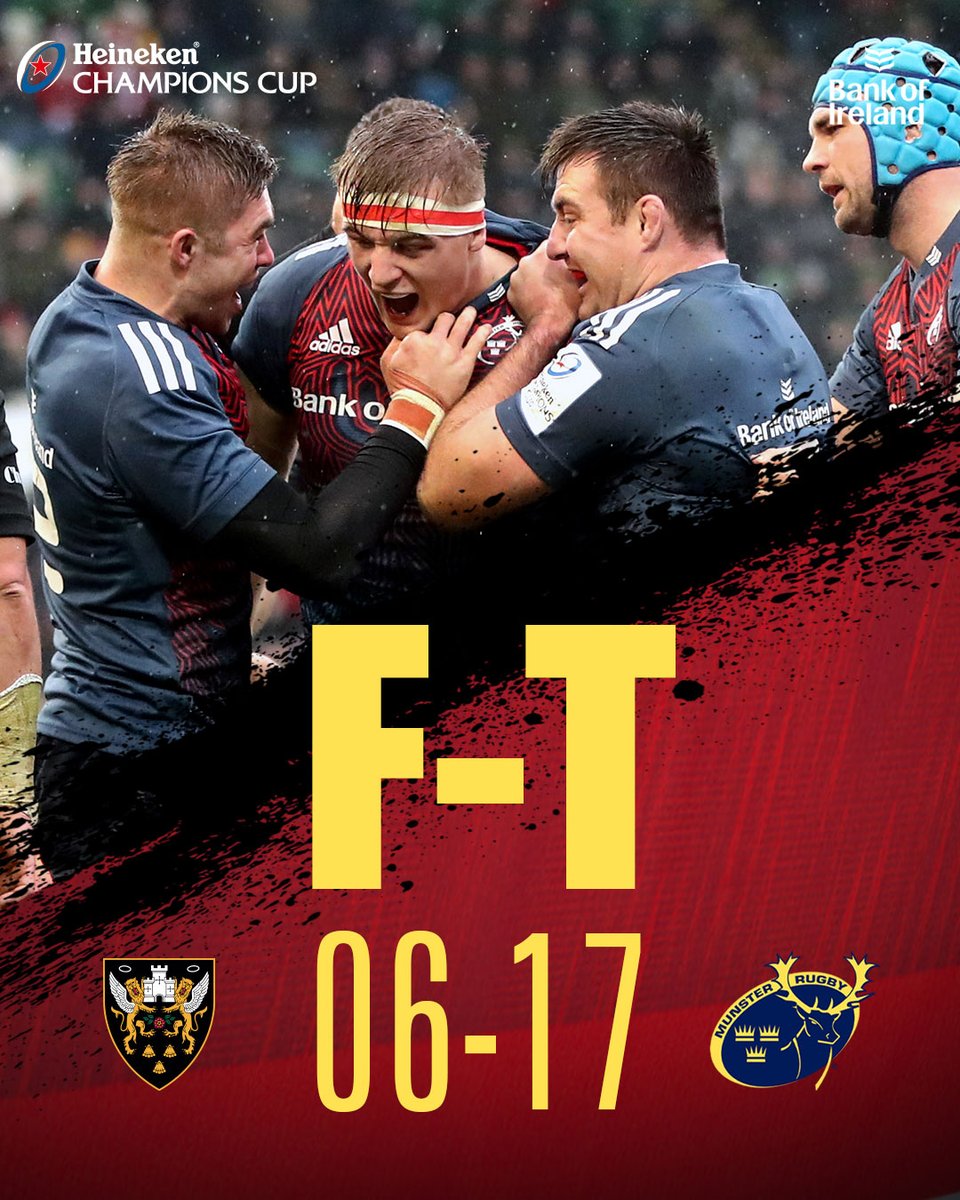 FULL-TIME: Northampton Saints 6-17 Munster

YES!

A massive 4 points on the road in the #HeinekenChampionsCup 💪💪💪

#NORvMUN #SUAF 🔴