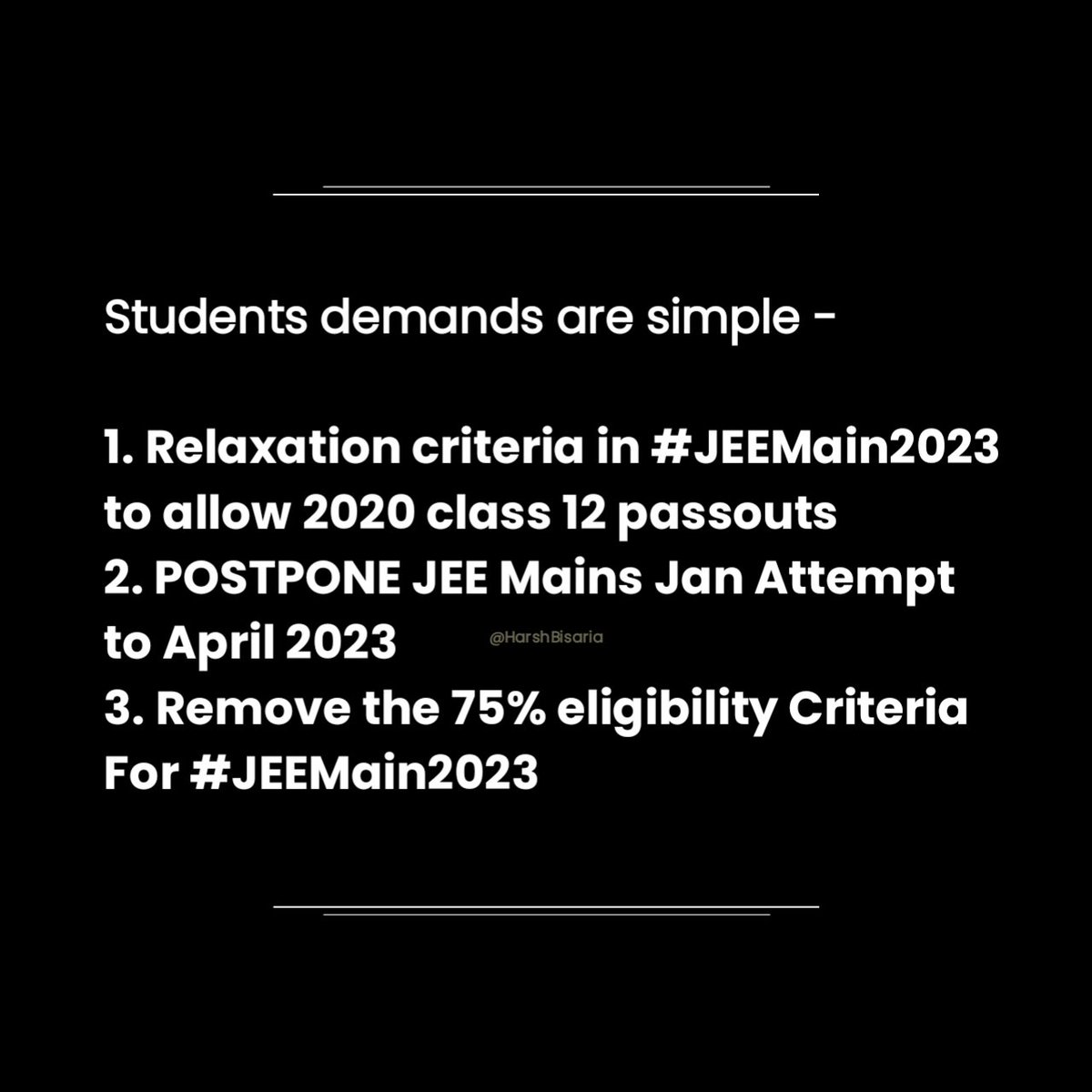 Siri2229's tweet photo. Like Every Year #JEE2023 aspirants too have to fight for their right? Please sort this out 🙏 @DG_NTA
@dpradhanbjp @narendramodi
@ndtv @ABPNews

 #remove75percentcriteria 
#jeemainsinapril 
#NamoJiHelpJEEAspirants https://t.co/jyAAN8AXWO