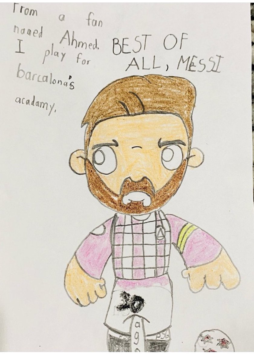 soprich2's tweet photo. Ahmed drew this almost a year ago! Today he is rooting for penalty shootouts #Messi𓃵 #FIFAWorldCup https://t.co/CJXcIImBNC