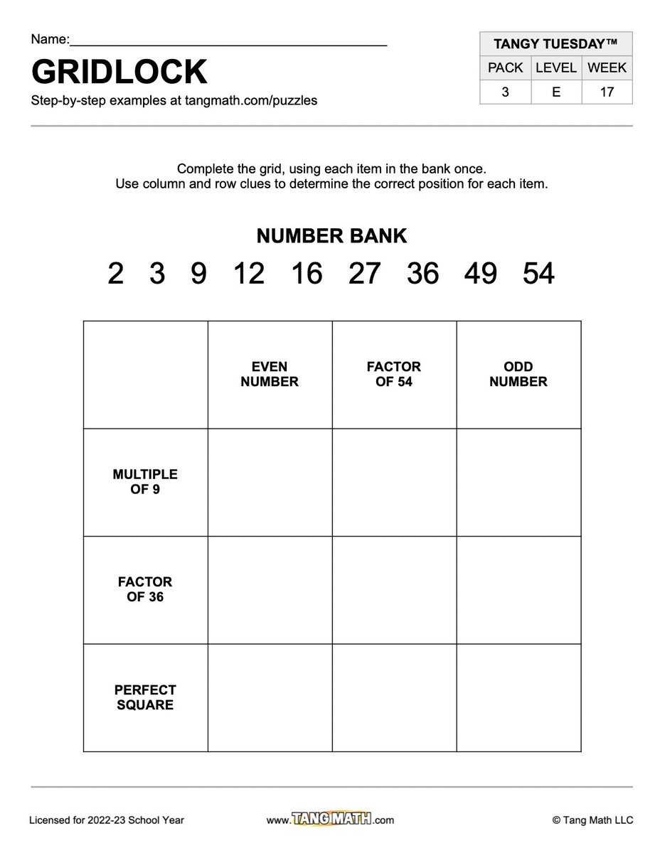 gregtangmath's tweet photo. Happy Sunday! Here's a puzzle to solve with your A.M. coffee. Does a great job developing reasoning skills and fluency with factors &amp; multiples – at the same time. Enjoy! https://t.co/13d0ZUfbOU