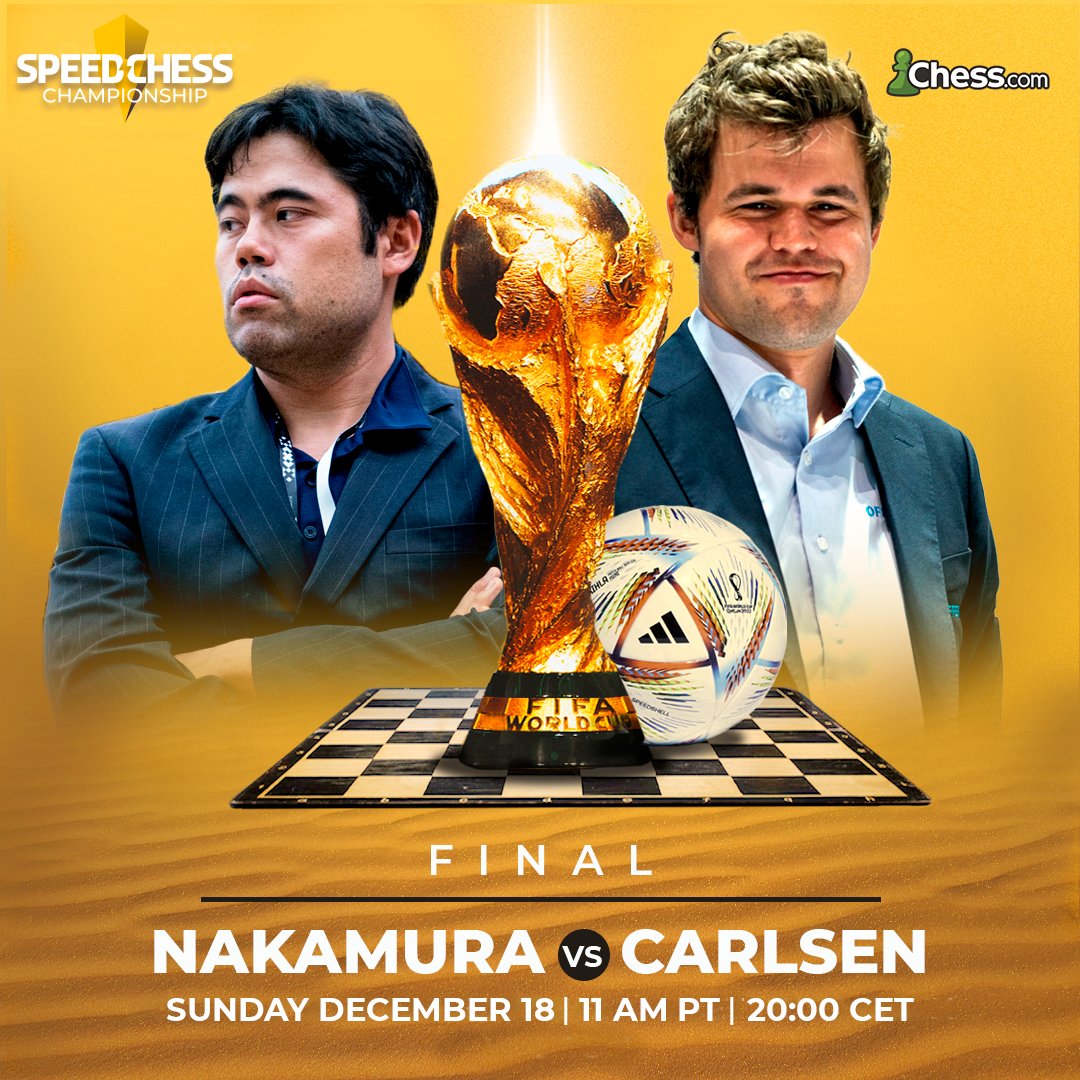 Hikaru Nakamura on X: Match 1 in the #NewInChess Finals against Magnus  today. Starts at 10AM PT / 1PM ET / 7PM CET / 10:30PM IST #ChessChamps    / X