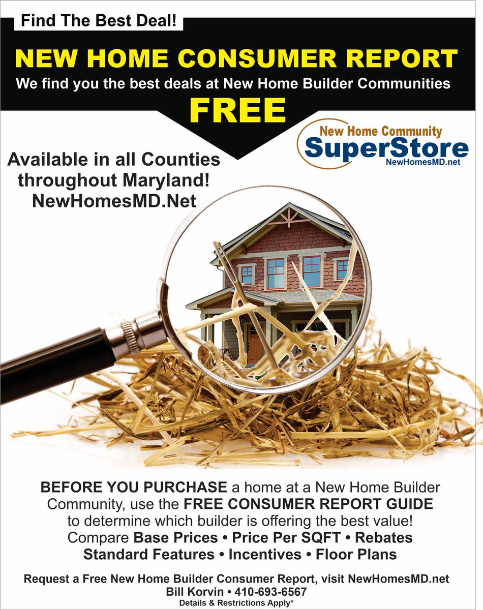 The Consumer Report for buying at a New Home Builder Community. Get a copy at NewHomesMD.net
