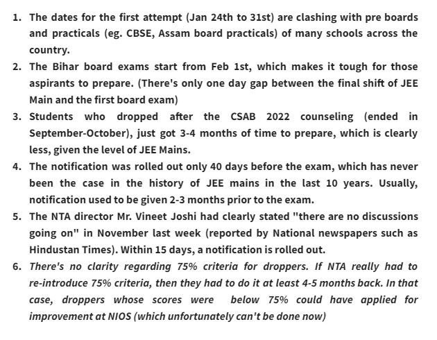 dinee1881's tweet photo. #NamoJiHelpJeeAspirants 
Schedule of #JEEMains released by @DG_NTA is going to put the students in disharmony. Their board exams are clashing with it and putting 75% criteria will deprive lakhs of students from getting admission in top institutions.
NTA should listen the students https://t.co/oqkw4DrFBW