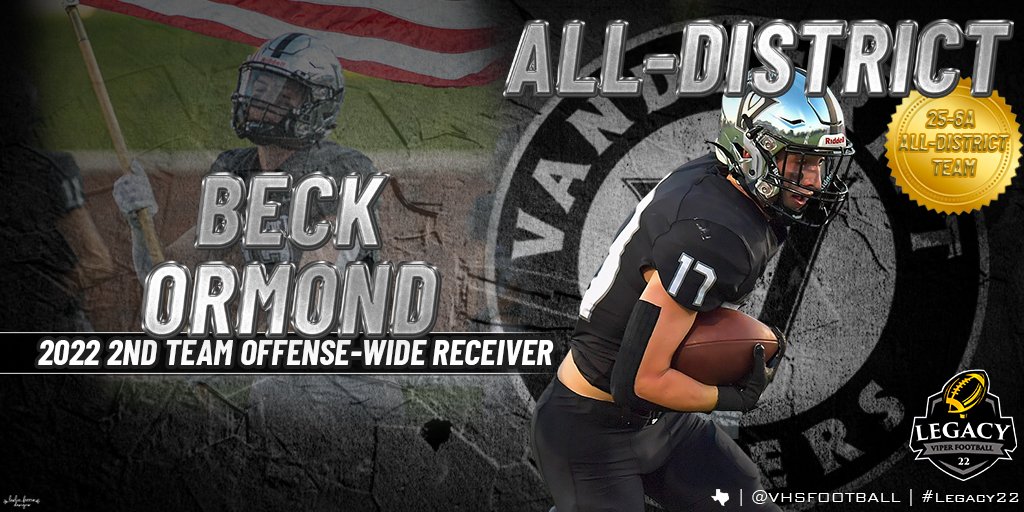VHSFootball's tweet photo. Congrats to @BeckOrmond 
25-6A 2nd Team WR https://t.co/Wr7dyRAInL