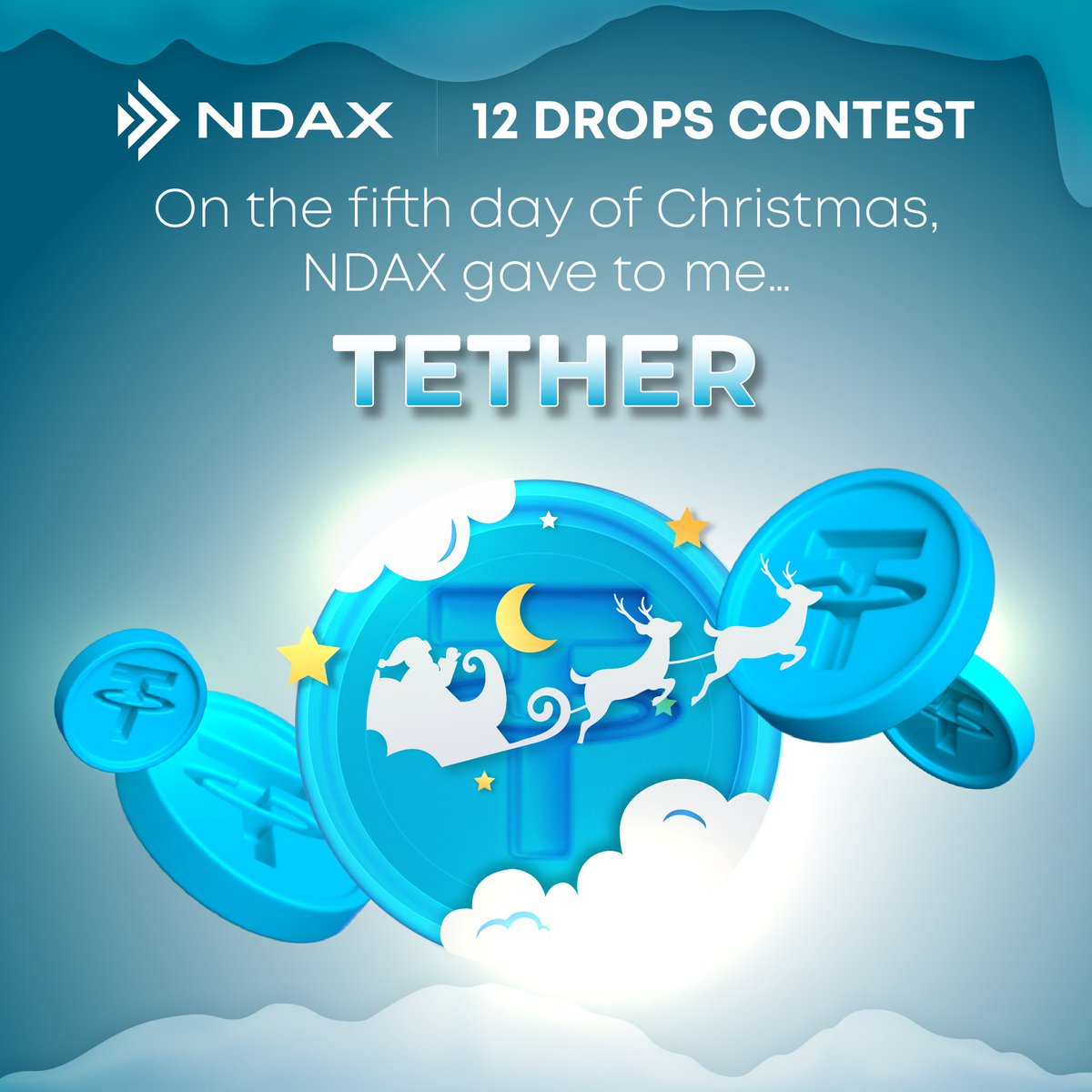 On the 5th day of NDAX's #12Drops of Christmas #CryptoGiveaway, we are dropping C$200 of #USDTether!

💙Like + Retweet
🗣️Tell us your crypto story or tag a friend that got you into #crypto
🎄Tag us and use #NDAX #12Drops #USDT #Tether

Details in thread👇
