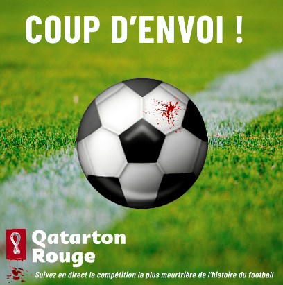Et c'est le coup d'envoi de ce match #ARGFRA de la #coupedumonde #Qatar2022. Le nombre d'ouvriers tués à la tâche depuis que le Qatar a été désigné, ramené au moment présent de la compétition est de 8193  🇶🇦⚽️⚰️#QatartonRouge