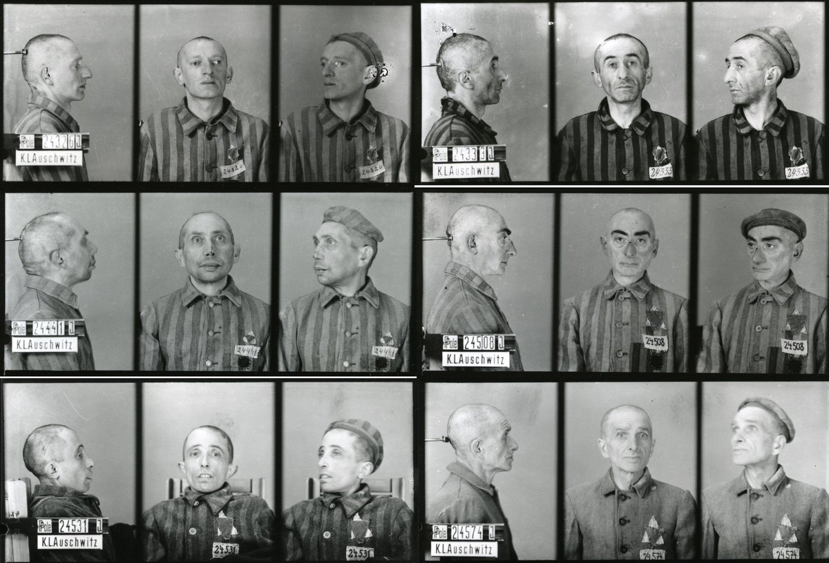 AuschwitzMuseum's tweet photo. 18 December 1941 | 11 Polish Jews, prisoners of the Penal Company kept in Block 11 at Auschwitz I camp were killed: Anschel Rausen (24326), Gerson Ring (24333), Richard Spira (24441), Stanisław Borski (24508), Moses Eichenstein (24531), Olmer Rubin (24574)... 1/2 https://t.co/C9sPPp1Rb3