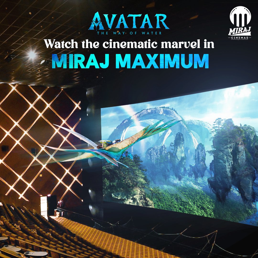 MirajCinemas's tweet photo. Experience the spectacular visuals of #AvatarTheWayOfWater at the godfather of all movie screens, #MirajMaximum at Gurugram!
Book your seats now!
Visit - https://t.co/Vw4dgHU5ul
@officialavatar @20thCenturyIN
@20thcentury @zoesaldana
#MirajCinemas #ReturnToPandora https://t.co/YM9P6zba3e