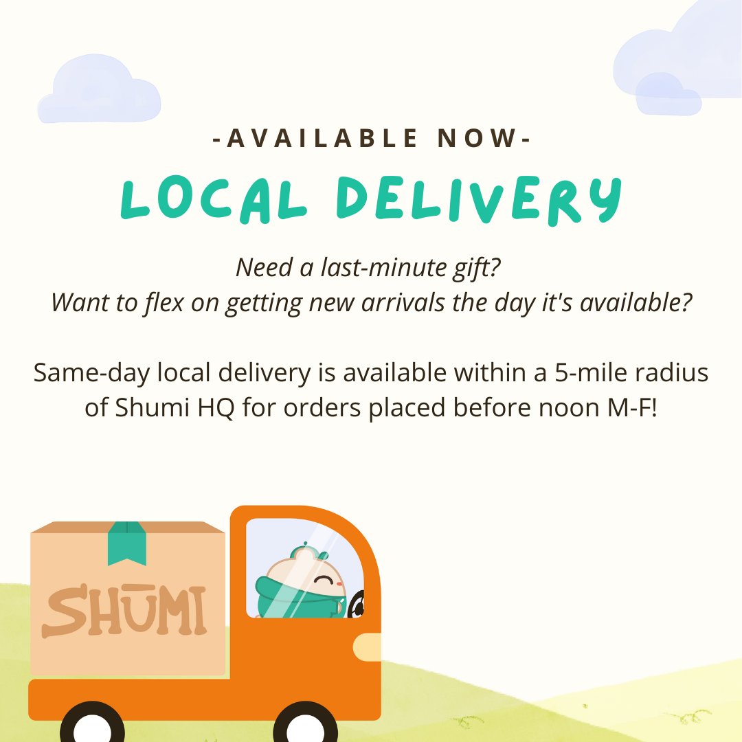 ShumiNation's tweet photo. Need a last minute gift for Christmas? Don't worry...we got you fam! We have a same-day local delivery available within a 5-mile radius of Shumi HQ for orders placed before noon Monday to Friday! 

Select the local delivery option at checkout if applicable. https://t.co/d0mtGKAI89