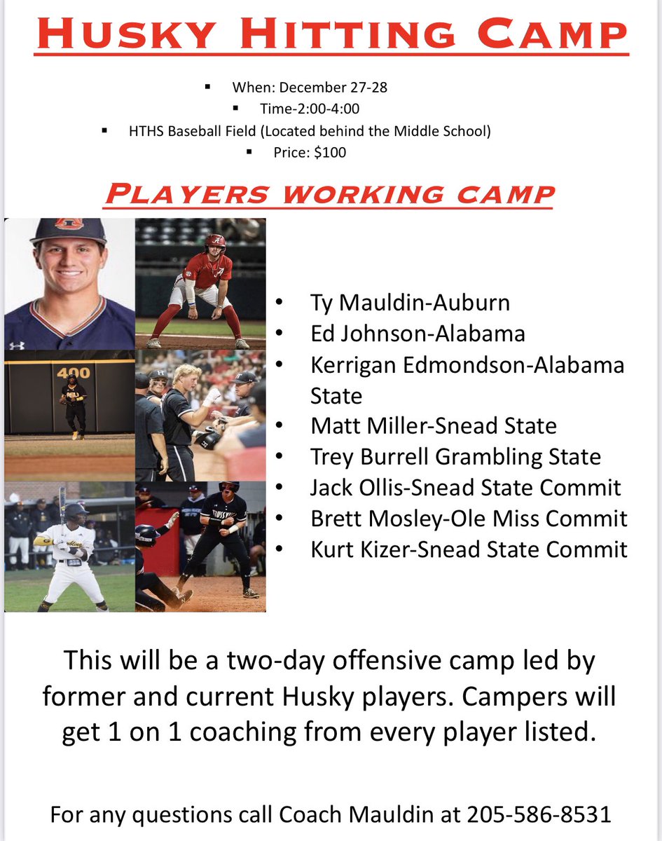 hewitt_baseball's tweet image. Come learn from current Huskies in college! Great opportunity to get ready for the upcoming season. #theHTprocess
@TylerMauldin6 @EdJohnson23 @KerriganEdmons1 @t_burrell3 @MattMiller_18 @brettmoseley1 @KizerKurt @jack17ollis 
gofan.co/app/events/835…