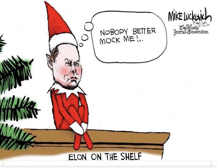 841920Meema6's tweet photo. Call me crazy but a guy who loses $100B in weeks, peddles disinformation for Russia &amp; is just another thin-skinned malignant narcissist who can not tolerate any criticism?
Might not be a good investment risk or trustworthy
But that’s just me
Leave that #Elfon on the shelf https://t.co/qoWHNRveyk