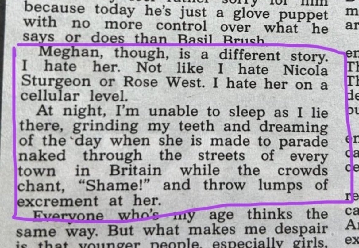 Joeli_Brearley's tweet photo. This is sexualised violence. Despising a woman you have never met &amp; being kept awake by an urge to humiliate &amp; attack her in a deeply sexualised manner is deranged. @JeremyClarkson should be arrested. @TheSun should be ashamed. I’ve complained to IPSO &amp; so should you. https://t.co/UQjct7A09f