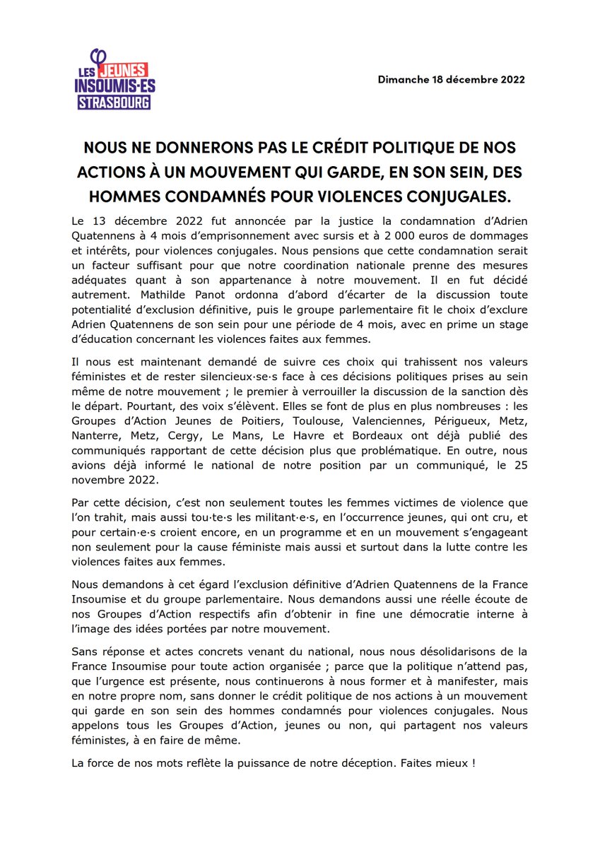 La force de nos mots reflète la puissance de notre déception. Faites mieux ✊️ (14/14)