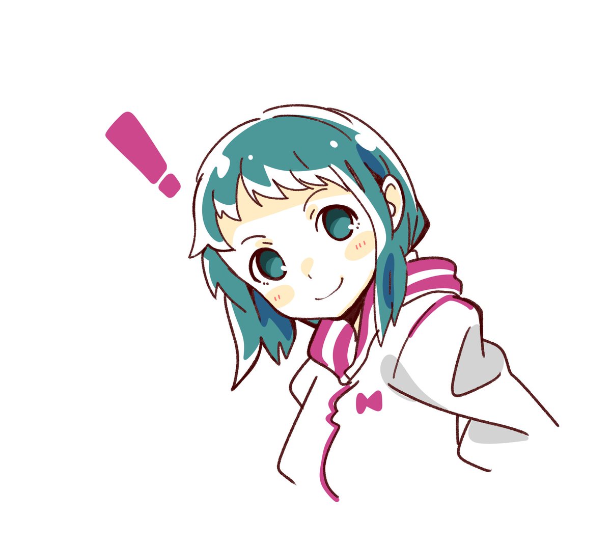 yamagishi fuuka 1girl solo smile ! white background simple background jacket  illustration images