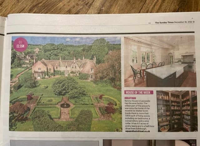 EllisonsProperT's tweet image. Sunday Times House of the Week! Perhaps you saw Barony House in @thetimes today? 07704512755 for enquires 👀🏡 #sundaytimes #baronyhouse #sirwalterscott #property #highlights #forsale #onthemarket #propertyconsultant