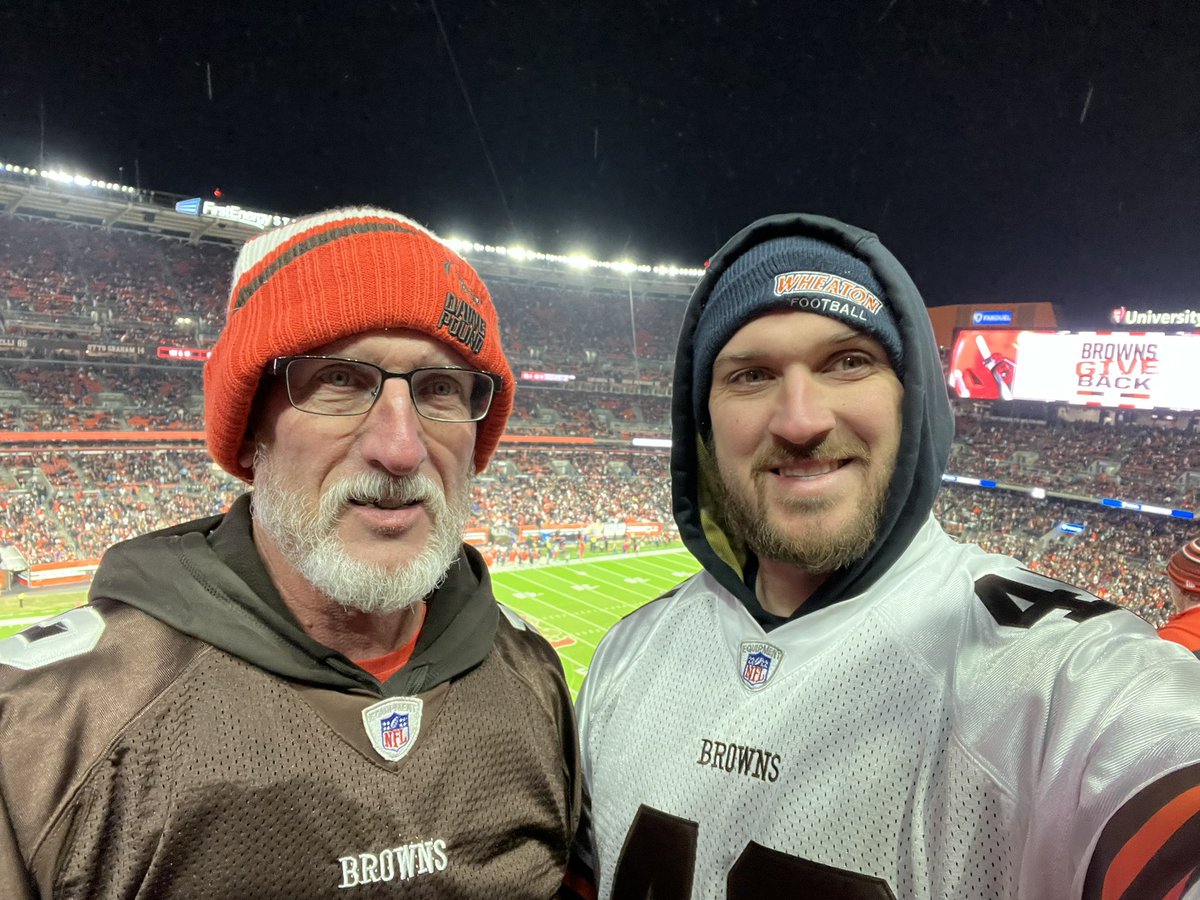 HouckCoach's tweet photo. My dad always said he wanted to go to a Browns game in the snow. Happy I got to check it off his list! https://t.co/IS5GmbALnF