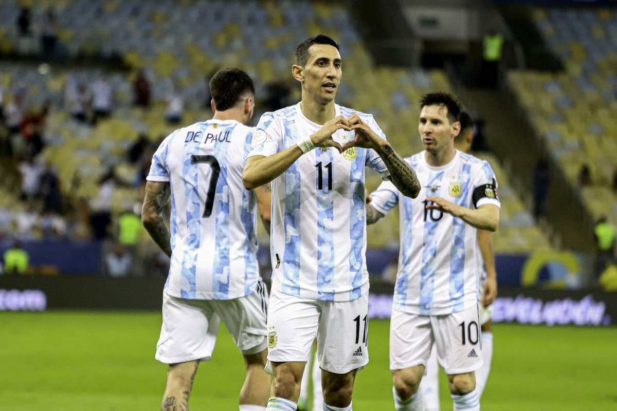 Squawka's tweet photo. Ángel Di Maria is first Argentina player to score in a Copa América final and a World Cup final. 🫶

And he's also scored in the Olympics final and the Finalissima.

#FIFAWorldCup https://t.co/RXg4081F2h