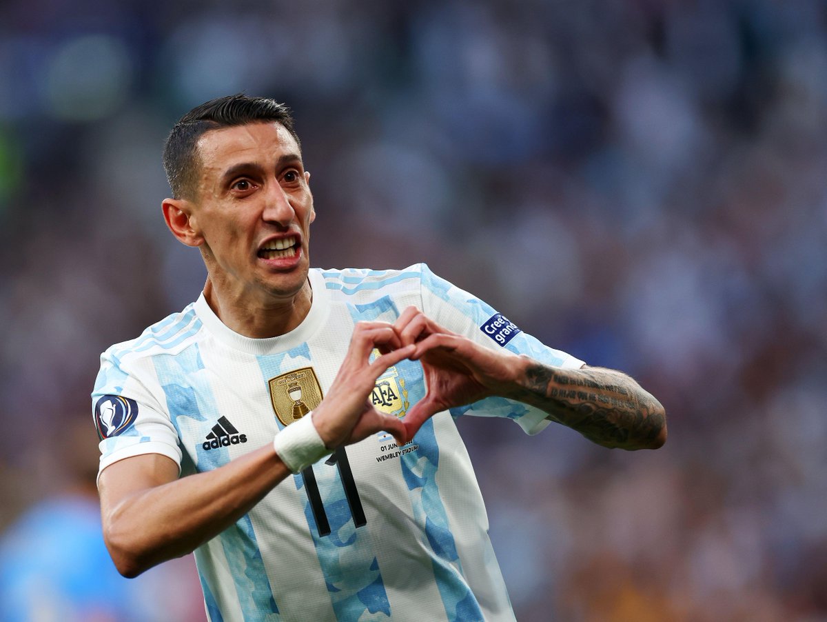 Squawka's tweet photo. Ángel Di Maria is first Argentina player to score in a Copa América final and a World Cup final. 🫶

And he's also scored in the Olympics final and the Finalissima.

#FIFAWorldCup https://t.co/RXg4081F2h
