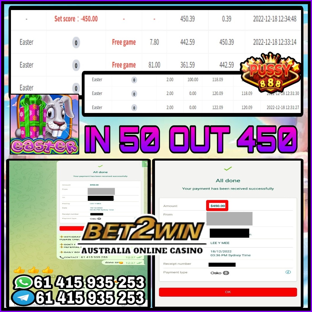 2win_bet's tweet photo. ⚜️Bet2Win Aus Online Casino⚜️

🔮Game Menu
:PUSSY888~ EASTER
 IN
:$50
Withdraw
:$450

Welcome Bonus 100%
Daily Bonus Unlimited 10%~30%

Contact us
:https://t.co/TkZPYlGiAc

#Australia #Australian #GamblingTwitter #onlinecasino #onlinepoker https://t.co/gCJLdUJHqy